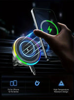 RGB Light Car Magnetic Phone Holder  Wireless Charger for phone Fast Charging Dock