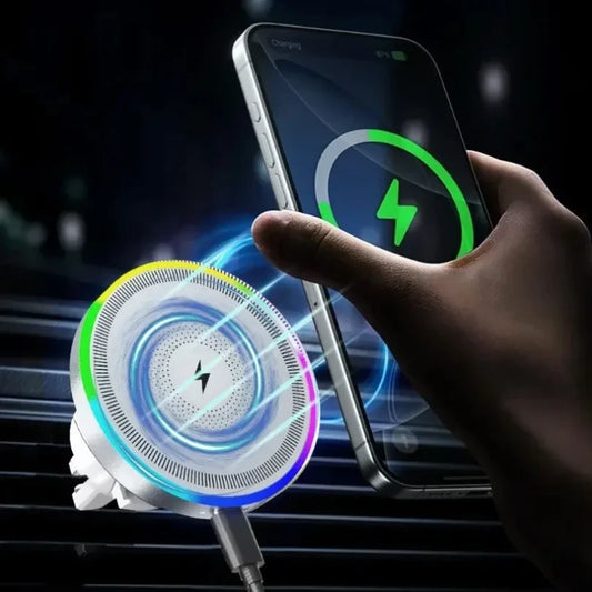 RGB Light Car Magnetic Phone Holder  Wireless Charger for phone Fast Charging Dock