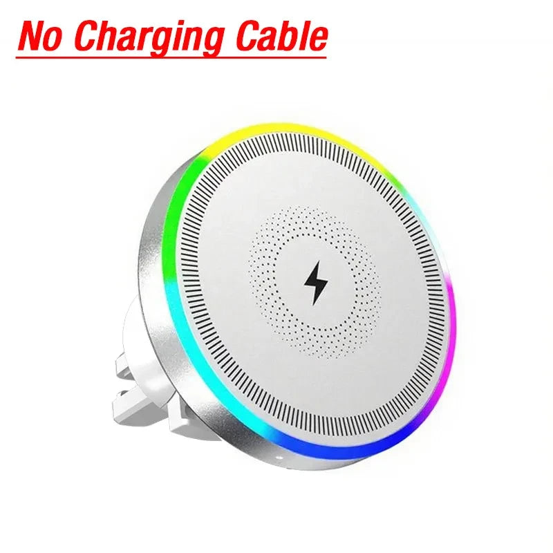 RGB Light Car Magnetic Phone Holder  Wireless Charger for phone Fast Charging Dock