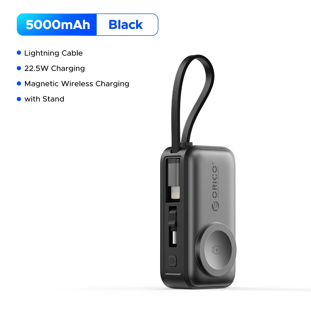 22.5W Mini Power Bank 5000Mah Built-In USB-C Cable Pocket-Sized Smaller Fast Charging Portable for Iphone 17 Samsung S25