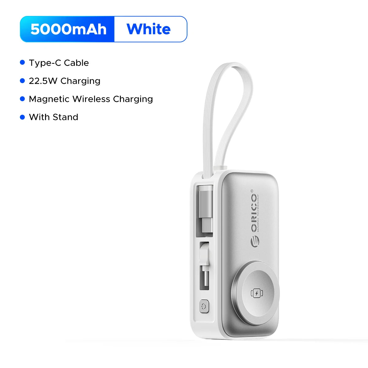 22.5W Mini Power Bank 5000Mah Built-In USB-C Cable Pocket-Sized Smaller Fast Charging Portable for Iphone 17 Samsung S25