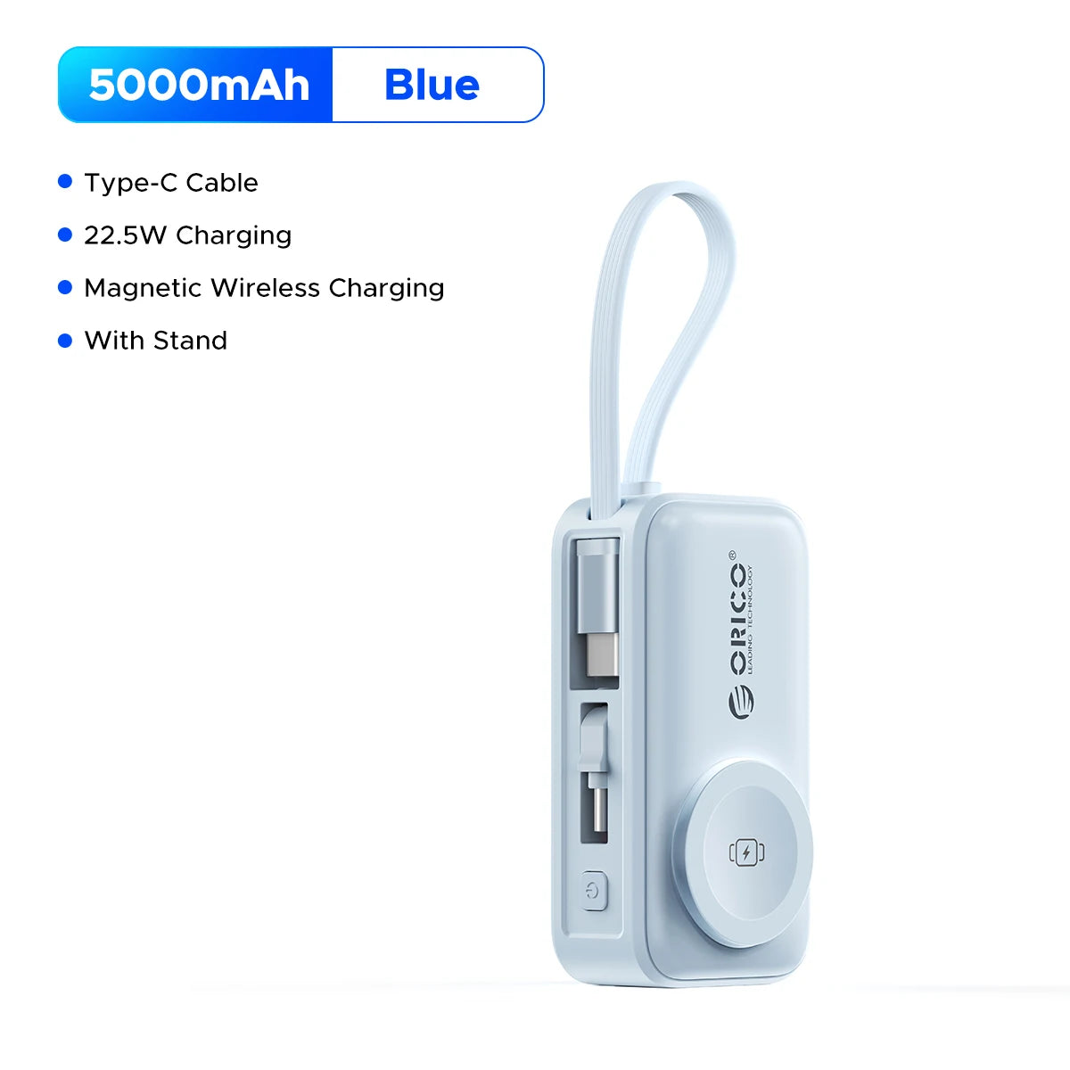 22.5W Mini Power Bank 5000Mah Built-In USB-C Cable Pocket-Sized Smaller Fast Charging Portable for Iphone 17 Samsung S25