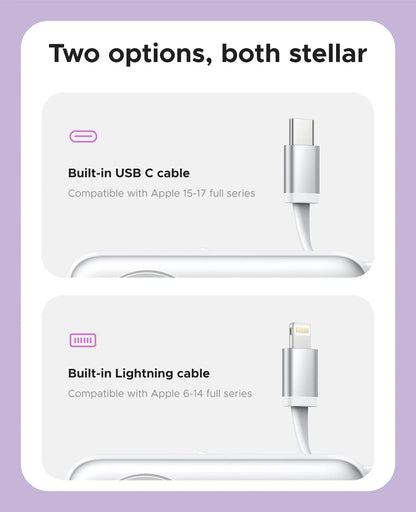 22.5W Mini Power Bank 5000Mah Built-In USB-C Cable Pocket-Sized Smaller Fast Charging Portable for Iphone 17 Samsung S25