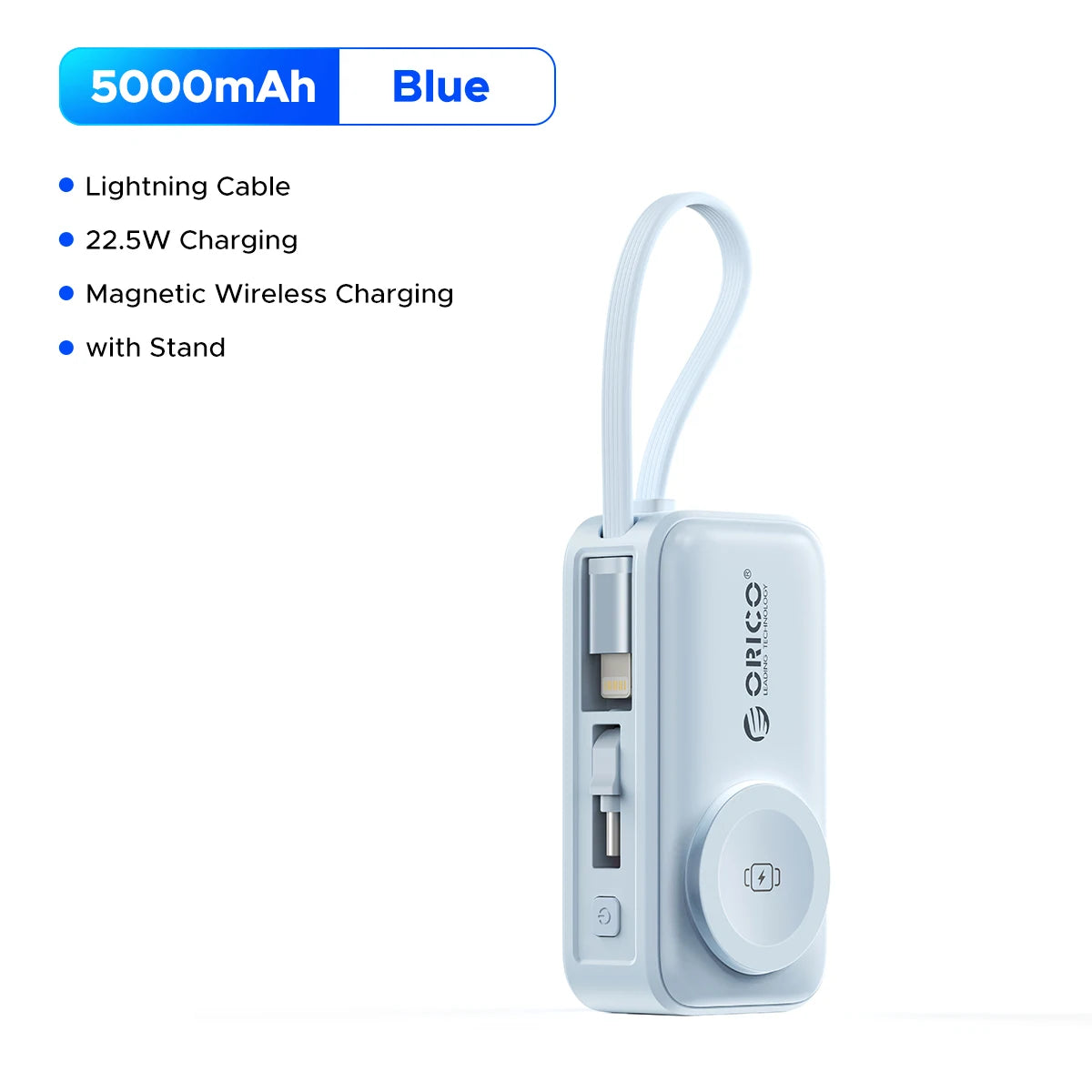 22.5W Mini Power Bank 5000Mah Built-In USB-C Cable Pocket-Sized Smaller Fast Charging Portable for Iphone 17 Samsung S25