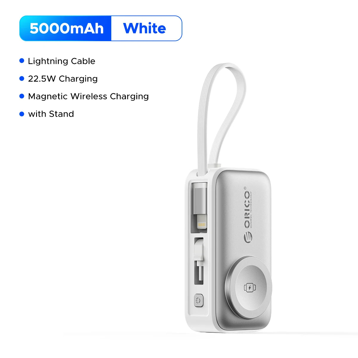 22.5W Mini Power Bank 5000Mah Built-In USB-C Cable Pocket-Sized Smaller Fast Charging Portable for Iphone 17 Samsung S25